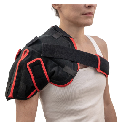 Attelle d'épaule cryothérapie Shoulder Ice DonJoy noir et rouge Enovis