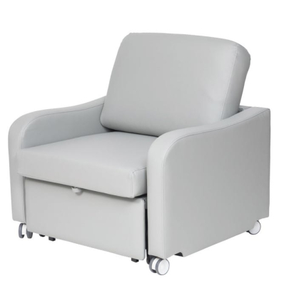 Chauffeuse convertible en lit 1 place tissu gris