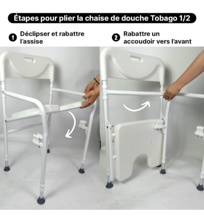 Chaise de douche pliante avec accoudoirs Tobago
