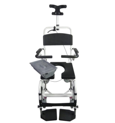 Fauteuil de douche percée à roulettes inclinable Formentera avec pot amovible