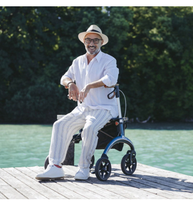 Déambulateur extérieur 4 roues pliable avec siège Carbone Saljol