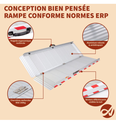 Rampe d'accès PMR pliable Aplos conforme aux normes ERP