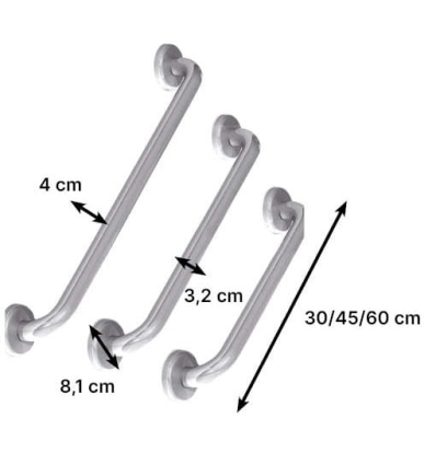 Dimensions de la barre de maintien douche en inox