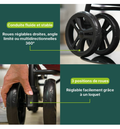 Chariot de courses 4 roues à pousser avec assise Rest N'Roll
