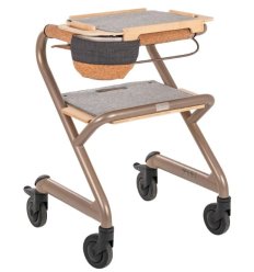 Déambulateur d'intérieur étroit 4 roues avec plateau Saljol champagne