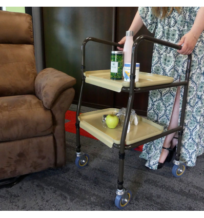 Desserte de table roulante médicale avec 2 plateaux