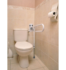 Barre de maintien et d'appui WC PMR rabattable sur pied