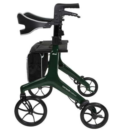 Déambulateur 4 roues léger et pliable avec siège Aerowalk Carbon de côté