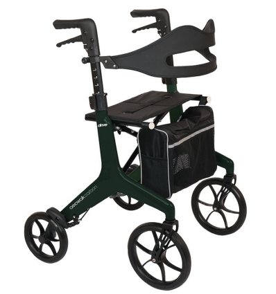 Déambulateur 4 roues léger et pliable avec siège Aerowalk Carbon vert Drive Devilbiss