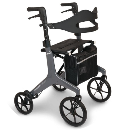 Déambulateur 4 roues léger et pliable avec siège Aerowalk Carbon gris Drive Devilbiss