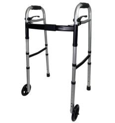 Déambulateur 2 roues léger, pliable et réglable en largeur