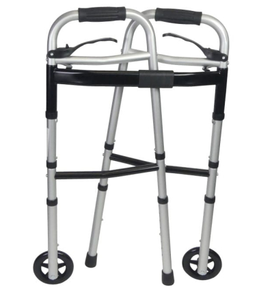 Déambulateur 2 roues léger, pliable et réglable en largeur