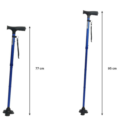 Dimensions de la canne de marche pliante Stabilicane avec embout stabilisateur