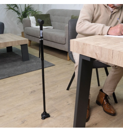 Canne de marche pliante Stabilicane avec embout stabilisateur qui tient debout