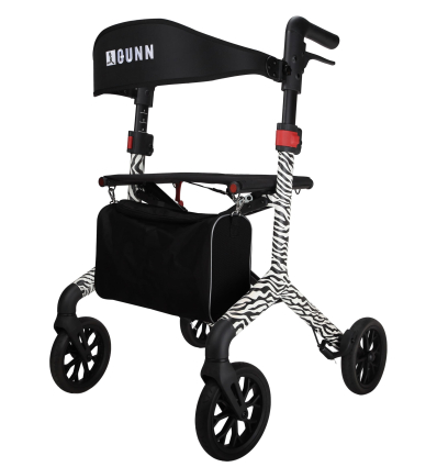 Déambulateur 4 roues élégant léger et pliable avec siège Rio zebra