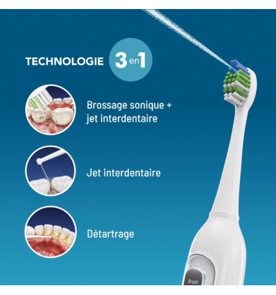 Brosse à dents électrique 3 en 1 détartrante avec jet dentaire Haepi Julia