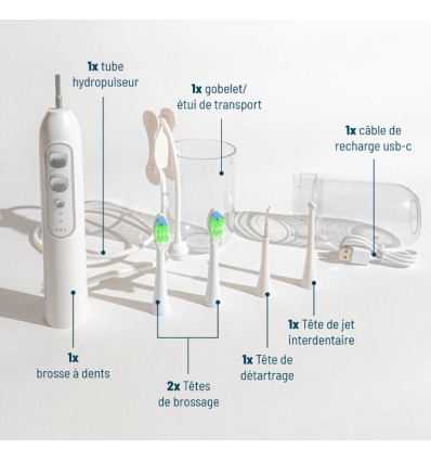 Brosse à dents électrique 3 en 1 détartrante avec jet dentaire Haepi Julia