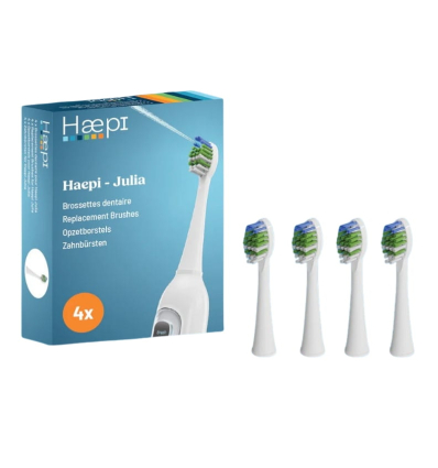 Lot de 4 brossettes dentaires pour brosse à dents 3 en 1 avec jet Haepi Julia