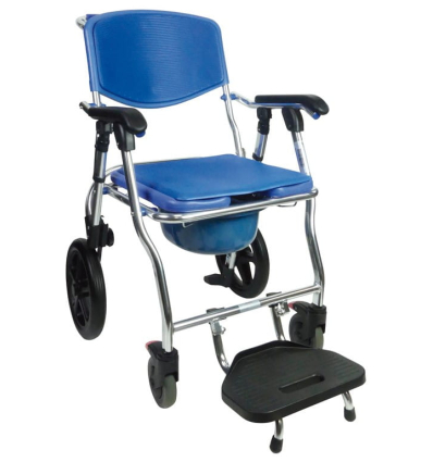 Chaise de douche percée mobile et pliante Minorque bleue