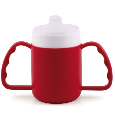 Tasse isotherme avec couvercle et anses Facility pour une prise en main facile rouge