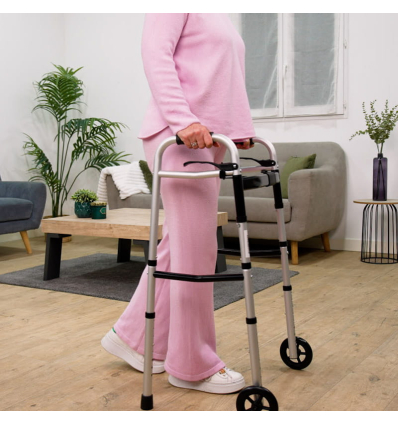 Déambulateur 2 roues léger, pliable et réglable en largeur et hauteur