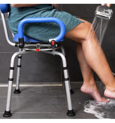 Siège de douche pivotant Soft avec accoudoirs relevables