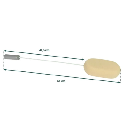 Dimensions de l'éponge de toilette à manche pliable pour le dos et le corps