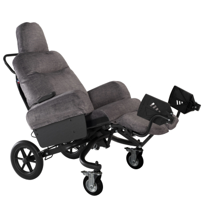 Fauteuil médical roulant à pousser à inclinaison électrique EDEN e Innov'SA velours galène