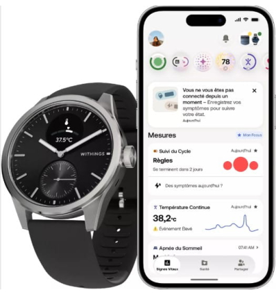 Montre connectée hybride ScanWatch 2 Withings 42 mm noire