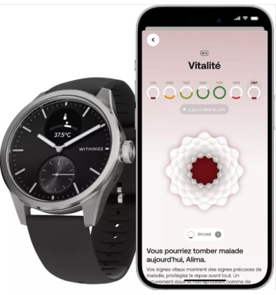 Montre connectée hybride ScanWatch 2 Withings 42 mm noire