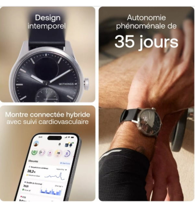 Montre connectée hybride ScanWatch 2 Withings 42 mm noire