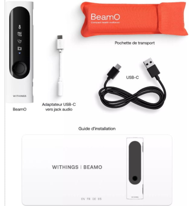 Appareil de santé connecté 4 en 1 BeamO Withings avec accessoires