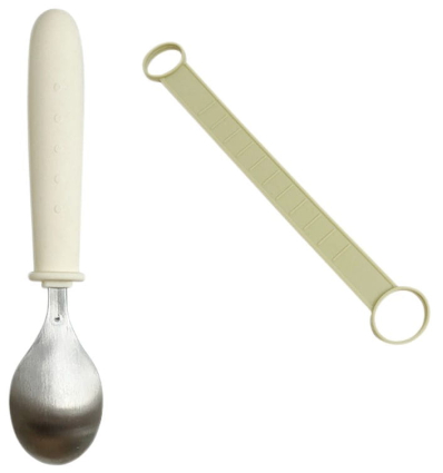 cuillère ergonomique avec lanière en silicone antidérapante