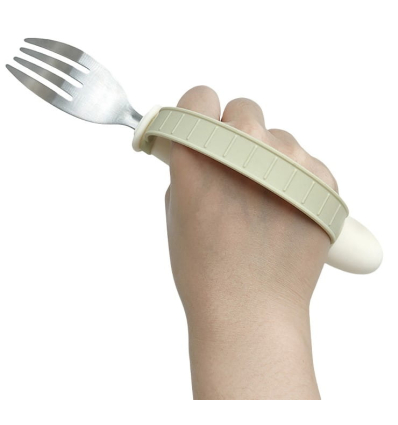 fourchette ergonomique avec lanière en silicone antidérapante