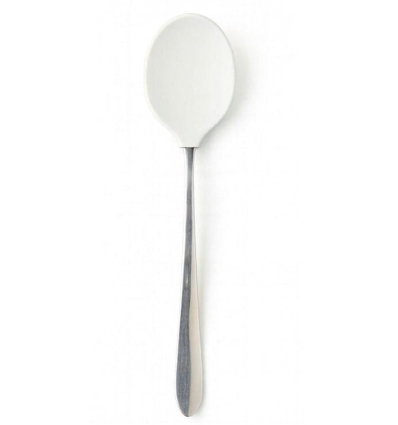 Cuillère ergonomique caoutchoutée longue PLASTISOL blanche