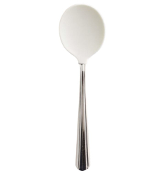 Cuillère ergonomique caoutchoutée courte PLASTISOL blanche