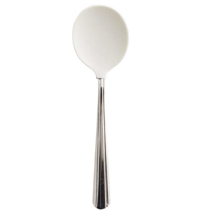 Cuillère ergonomique caoutchoutée courte PLASTISOL blanche