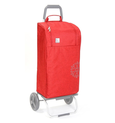 Chariot de courses 2 roues fantaisie Carlux Sidebag isotherme rouge