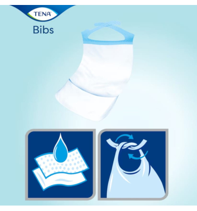 Bavoirs jetables pour adultes TENA Bibs – Lot de 75