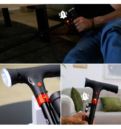 Canne de marche pliable avec éclairage LED
