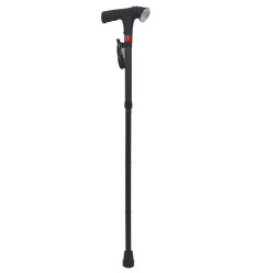 Canne de marche pliable avec éclairage LED noir