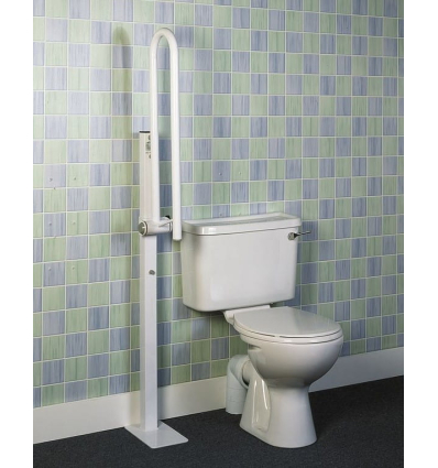Barre d'appui WC PMR relevable avec distributeur de papier toilette Fidji sur pied