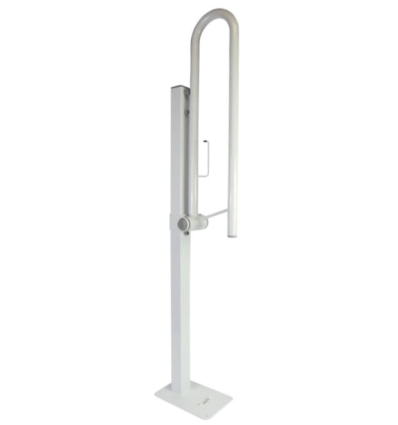 Barre d'appui WC PMR relevable avec distributeur de papier toilette Fidji sur pied