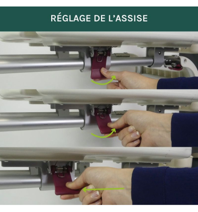 Réglage de l'assise du fauteuil d'accès au bain coulissant Slide