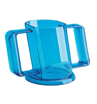 Tasse ergonomique Handycup pour faciliter la préhension bleu