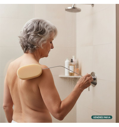 Éponge de toilette à manche pliable pour le dos et le corps