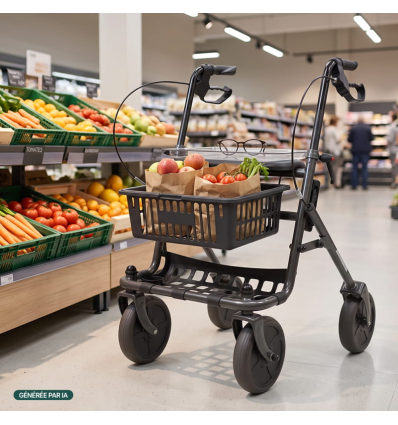 Déambulateur 4 roues léger et pliable Primo avec panier et plateau