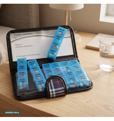 Pilulier semainier avec pochette de transport Ergo