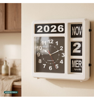 Horloge calendrier analogique Classic 2 accrochée au mur
