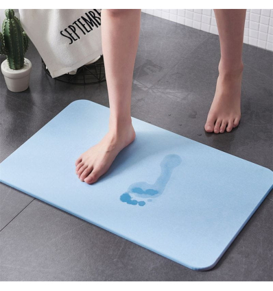 Tapis de bain en diatomite absorbant bleu clair